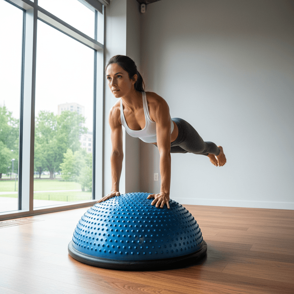 Aula de Pilates funcional com exercícios de equilíbrio sobre superfície instável