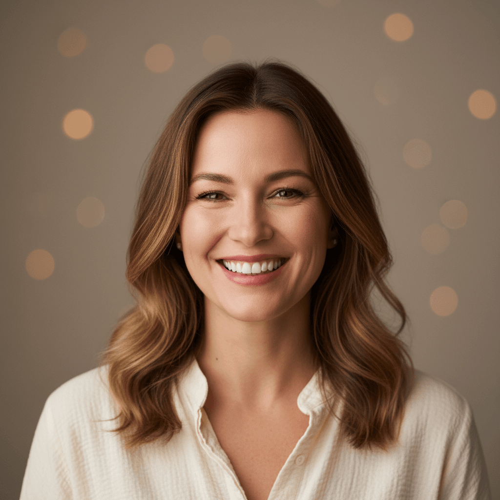 Claudia Deichel, fundadora do studio, sorrindo em ambiente profissional